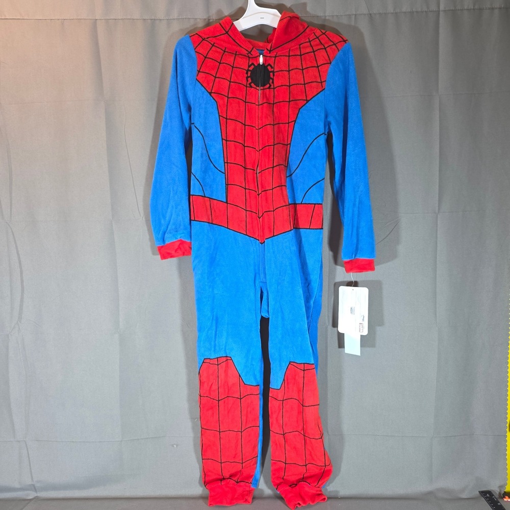 Marvel Spider-Man Kids Hooded Fleece Union Suit Red Blue M 8/10 SM464BBSTG